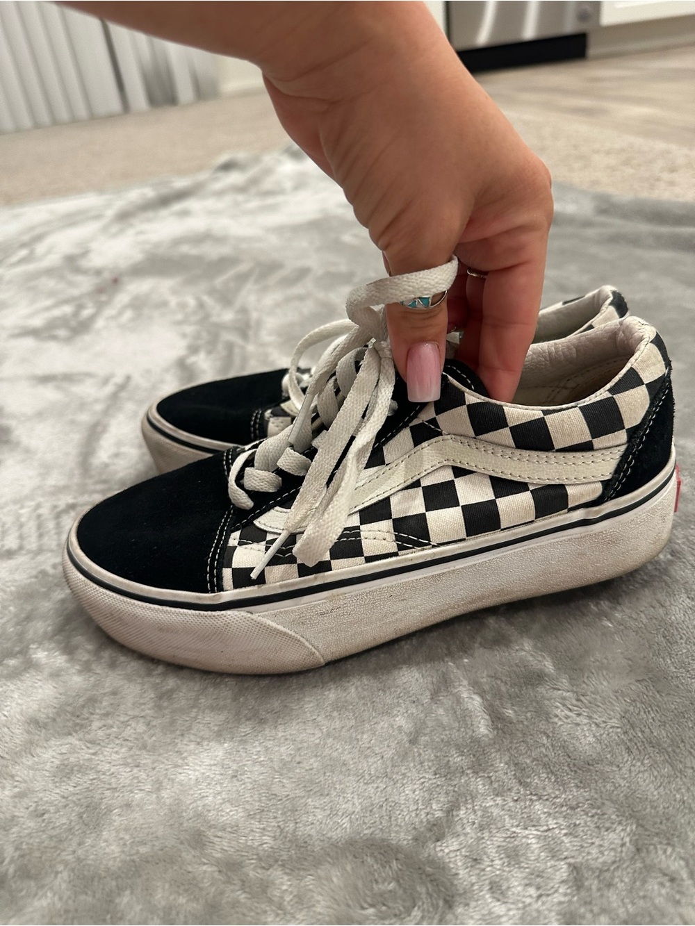 Vans Black & White Checkerboard Old Skool Platform Sneakers